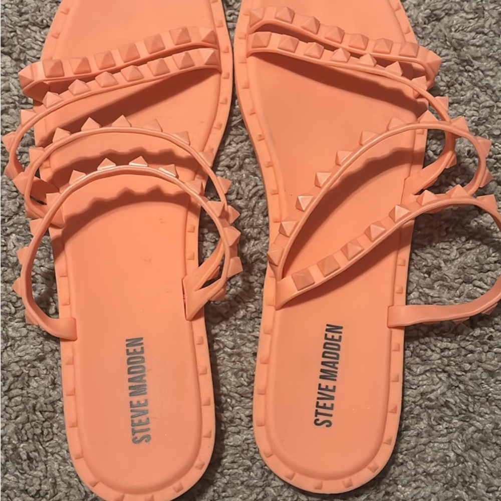 Steve Madden Orange Sandals Criss-Cross Flat Slides